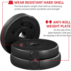 Adjustable Dumbbell Weight Set - Black / 20kg by Yaheetech