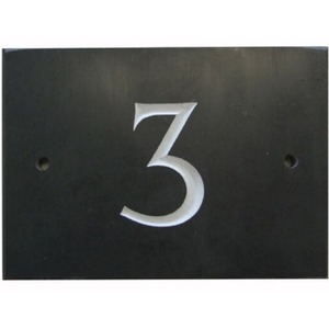 Black Slate Number 3 - Black by The House Nameplate Company