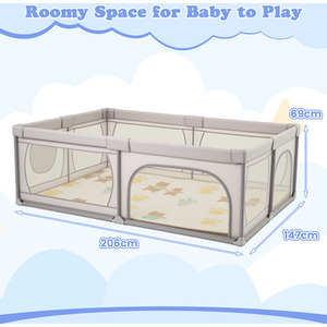 Extra Large Baby Playard Baby Playpen - Grey by Costway