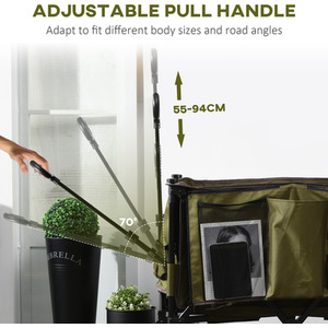 Outsunny Folding Garden Trolley on Wheels Camping Trolley - Green by Outsunny