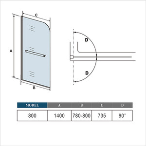 Bath Shower Screen Glass Door Panel With Handle INT-V1-80HBM - Not Set by Aica Bathroom