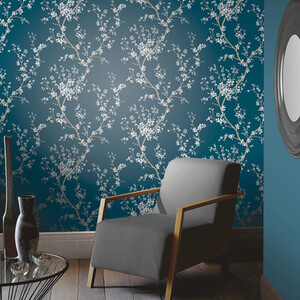 Oriental Trail Glitter Effect Wallpaper - Teal by Arthouse