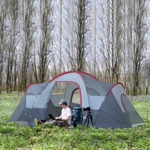 Outsunny 5 to 6 Man Dome Camping Tent - Grey by Outsunny