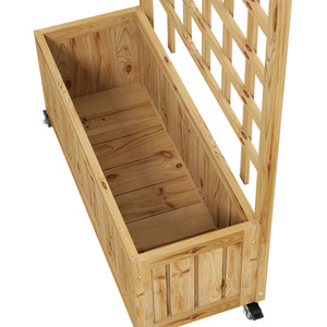 Outsunny Raised Garden Bed Trellis Planter with Wheels and Bed Liner - Natural wood finish / 54l by Outsunny