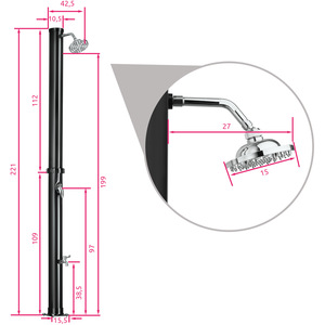 Tinto 20L Solar Shower - Black by tectake