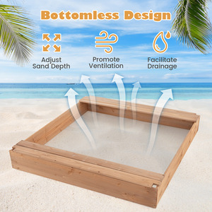 Kids Sandbox with Cover - Brown by Costway