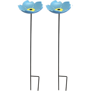 Cast Iron Wild Bird Forget Me Not Flower Dish Bird Feeder - Blue by Selections