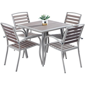 Delamere 80x80cm Patio Table and 4 Chair Set - Brown by Artemis Home