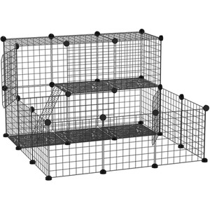 PawHut Pet Playpen with Door Customisable Fence - Black by PawHut