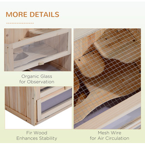 Wooden Small Animal Hutch - Natural by Pawhut