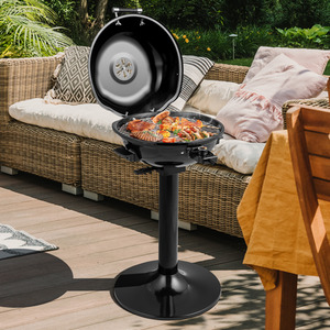 Electric BBQ Grill Portable Standing Grill - Black by Costway
