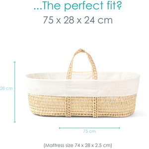 Scandi Palm Moses Basket - White by Clair de Lune