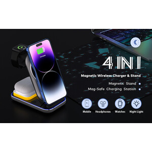 4 in 1 Wireless Charging Stand - Black