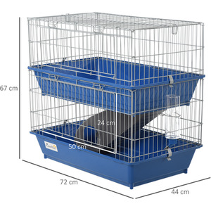 PawHut 2-Tier Small Animal Cage Metal Wiring - Blue by PawHut