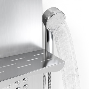 Wall Mount Stainless Steel Shower Panel System with Shelf - Silvery by Livingandhome