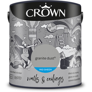 Crown Walls and Ceilings Mid Sheen Emulsion - Granite Dust / 2.5l by Crown Paints