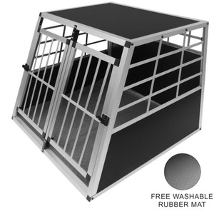 Car Pet Crate - Large Double Doors - Black & Silver by Monstershop