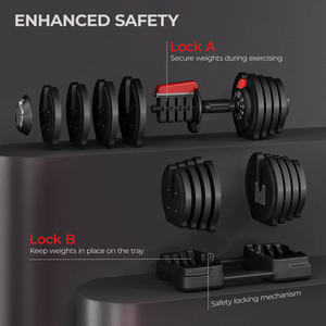 3 In 1 Quick Adjust Dumbbell Weight Set with Anti Slip Handle - Black / 18kg by Yaheetech