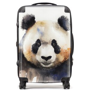 Panda Watercolour Suitcase - Yellow / 80l by Warren Reed - Designer