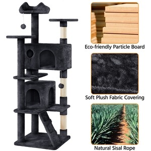 Multilevel Cat Tree with Scratching Posts - Black / 178cm by Yaheetech