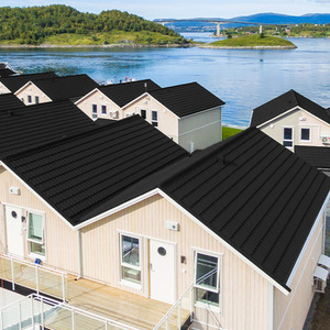 5PCS Galvanized Asphalt Shingles Roofing Sheets - Black / 130cm by Livingandhome