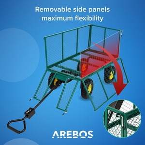 Hand Truck Garden Cart With Tread Tires - Green by Arebos