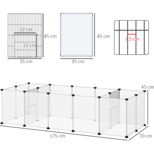 PawHut DIY Pet Playpen, 18 Panels Metal Small Animal Cage, for Guinea Pigs - White by PawHut