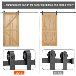 Barn Door Sliding Hardware Track Set Kit - Black by Yaheetech