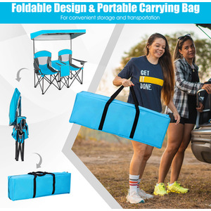 Double Sunshade Folding Chairs by Costway