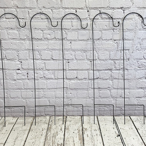 5 Shepherds Crook Black Metal Garden Border Hook (1m) - Black by Selections