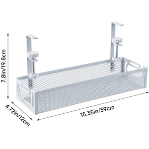 Under Desk Clamp-On Cable Management Tray - White by Livingandhome