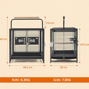 Portable Bird Cage with Handle and Seed Guard - Black by Yaheetech