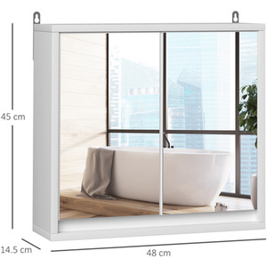HOMCOM Wall Mount Mirror Cabinet Storage Bathroom Cupboard - White by HOMCOM