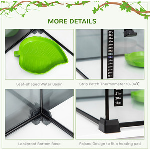 PawHut Reptile Glass Terrarium Reptile Breeding Tank - Black / 20cm by PawHut