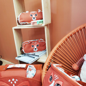 Melimelos the Deer 2-Zip Animal Face Pencil Case - Pink by Les Deglingos