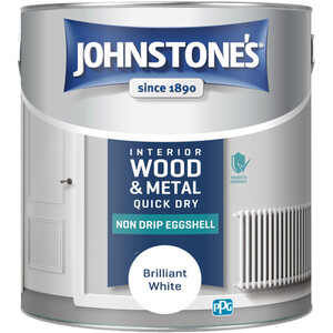 Johnstone's Interior Wood and Metal Quick Dry Eggshell Paint - Brilliant White / 2.5l by Johnstone's