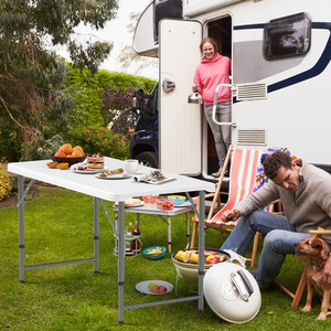 122 cm Portable Camping Table - White by Costway