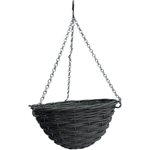 Faux Wicker Round Hanging Basket - White