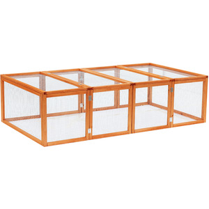 PawHut rabbit Run Wooden Rabbit Hutch Cage - Natural by PawHut