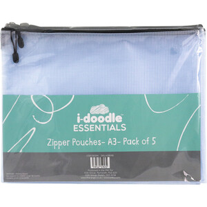 Pack of 5 Zipper Pouches - Clear by i-doodle
