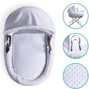 Dimple Grey Wicker Moses Basket - White by Clair de Lune