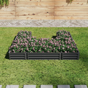 U-shaped Metal Garden Flower Bed with 5 Compartments by Livingandhome