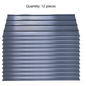 Set of 12 Steel Corrugated Panels - Carbon Black by Livingandhome
