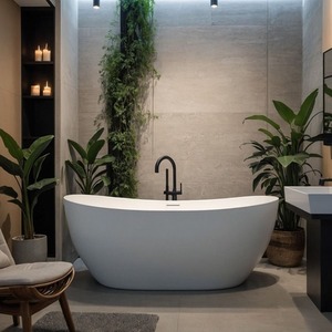 Cazorla Freestanding Matt Stone Bath - White by Fino Stone