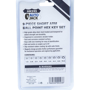 Autojack Mini Ball End Allen Hex Key Set 9Pc Multi Coloured Tools - Multi Coloured by Autojack