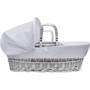 Sleepy Little Owl White Wicker Moses Basket with White Rocking Stand - White by Kinder Valley