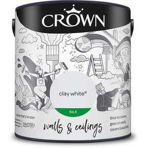 Crown Walls and Ceilings Silk Emulsion - Clay White / 2.5l by Crown Paints
