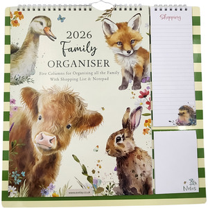 2026 Animal Family Calendar Planner With Shopping List - Multi by Evelay Ltd