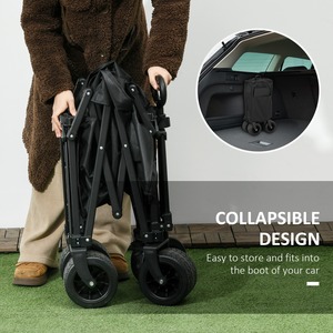 Outsunny Folding Garden Trolley Cart, 120KG Capacity, with Carry Bag - Black by Outsunny