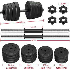 Adjustable Dumbbell Weight Set - Black / 30kg by Yaheetech